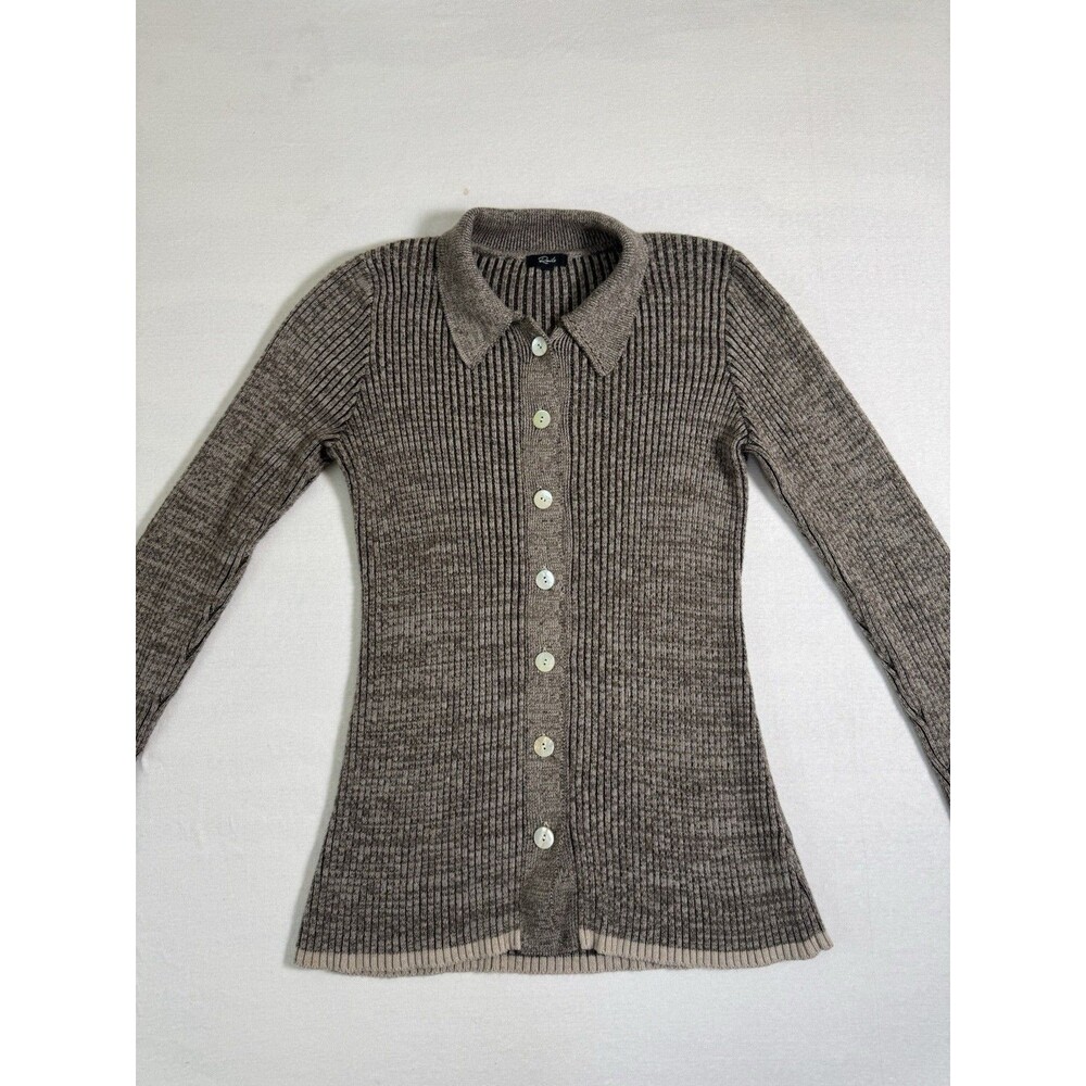 Rails Rory Brown Multi Ribbed Knit Collared Button Up Cardigan M - Picture 3 of 7